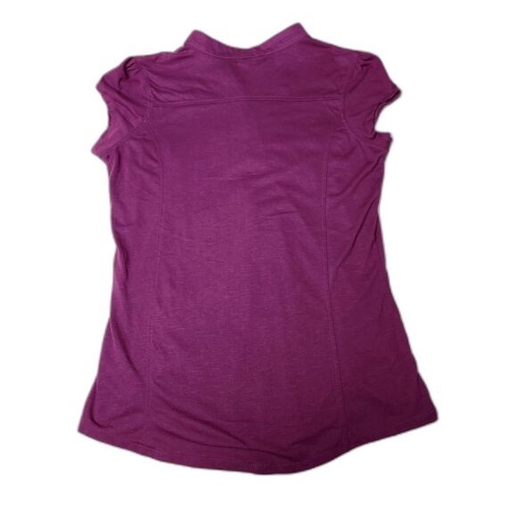Purple Ruffle Button Front Blouse Short Sleeve Babydoll Top Women’s XL Work - Picture 3 of 6